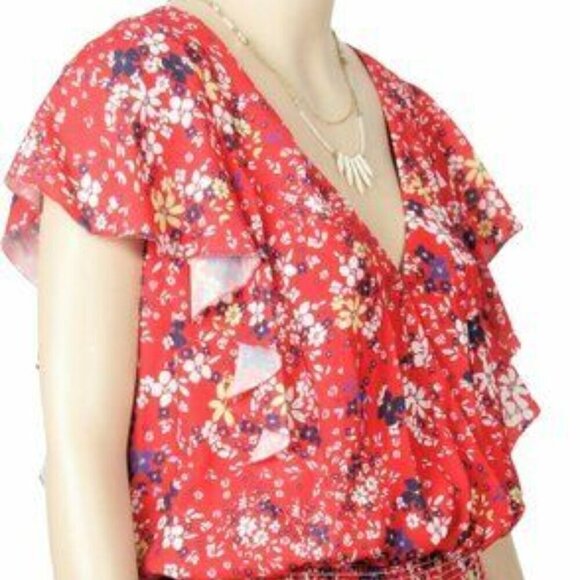 Parker Red Scilla Floral Ruffle Smocked Waist Mini Dress M NWT - Picture 2 of 11